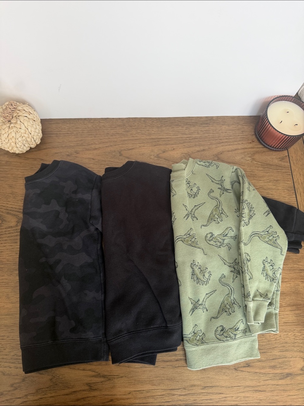 Garanimals Kids Sweatshirt Trio - Black, Dark Charcoal Camo & Olive Dino
